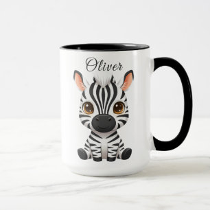 Mooie babyzebra cartoon, personaliseer naam van ki mok