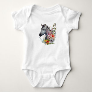 Mooie Babyzebra met Bloemen  Romper