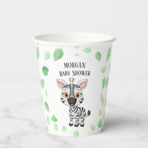 Mooie Babyzebra Reist Jungle Safari Boombladeren Papieren Bekers