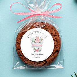 Mooie bakbenodigdheden op wit ronde sticker