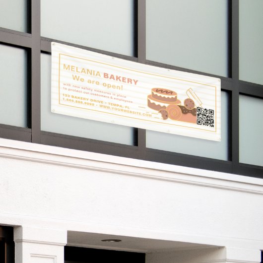 Mooie Bakkerij Banners met QR Code | (Buitenkant Gebouw)