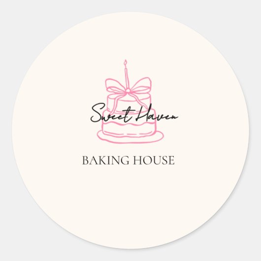 Mooie Bakkerij Logo Sticker | Cake & Dessert Merk (Voorkant)