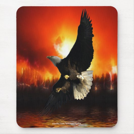 MOOIE BALD EAGLE & FOREST FIRE Mousepad Muismat (Voorkant)