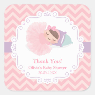 Mooie Ballerina Baby Meisje Shower Decoratie Stick Vierkante Sticker