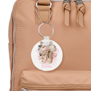 Mooie Ballerina Dancer Roze Waterverf Sleutelhanger