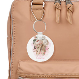 Mooie Ballerina Dancer Roze Waterverf Sleutelhanger