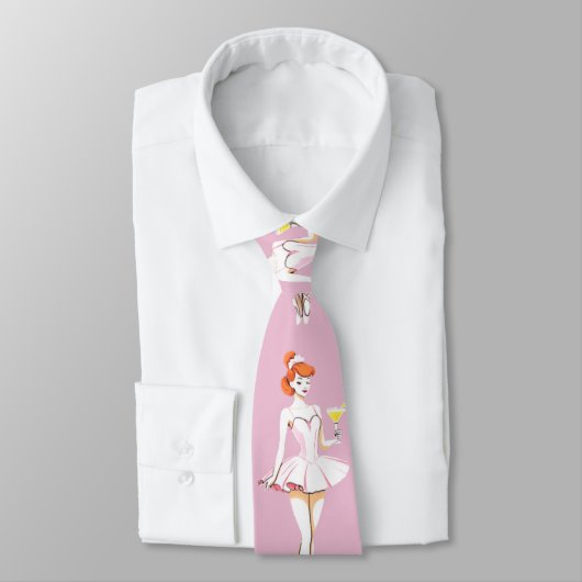Mooie Ballerina die poseert met Martini Thunder_Co Stropdas (Gebonden)