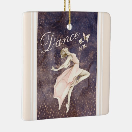 Mooie Ballerina en Butterflies Roze Kerstmis Keramisch Ornament (Rechts)