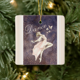 Mooie Ballerina en Butterflies Roze Kerstmis Keramisch Ornament