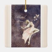 Mooie Ballerina en Butterflies Roze Kerstmis Keramisch Ornament (Achterkant)
