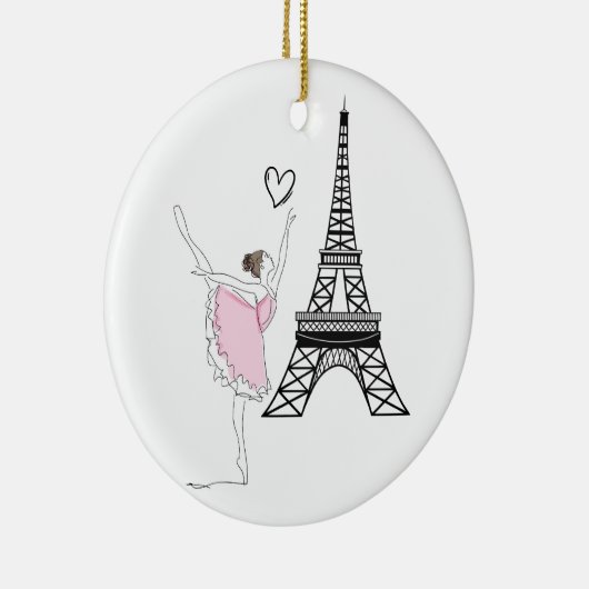 Mooie Ballerina en Eiffel Tower Dance Ballet Keramisch Ornament (Rechts)