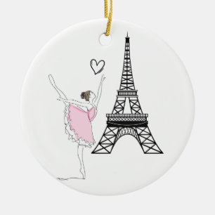 Mooie Ballerina en Eiffel Tower Dance Ballet Keramisch Ornament