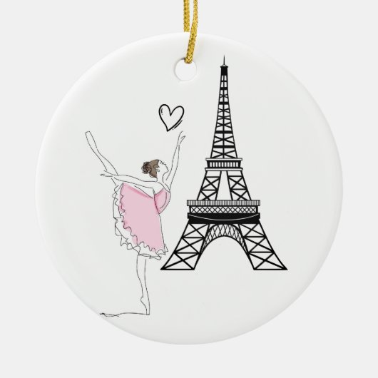 Mooie Ballerina en Eiffel Tower Dance Ballet Keramisch Ornament (Voorkant)