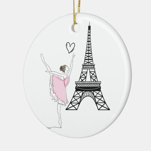 Mooie Ballerina en Eiffel Tower Dance Ballet Keramisch Ornament (Links)