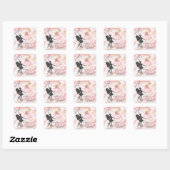 Mooie Ballerina en Flowers Live Love Dance Vierkante Sticker (Vel)