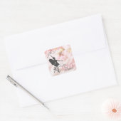 Mooie Ballerina en Flowers Live Love Dance Vierkante Sticker (Envelop)