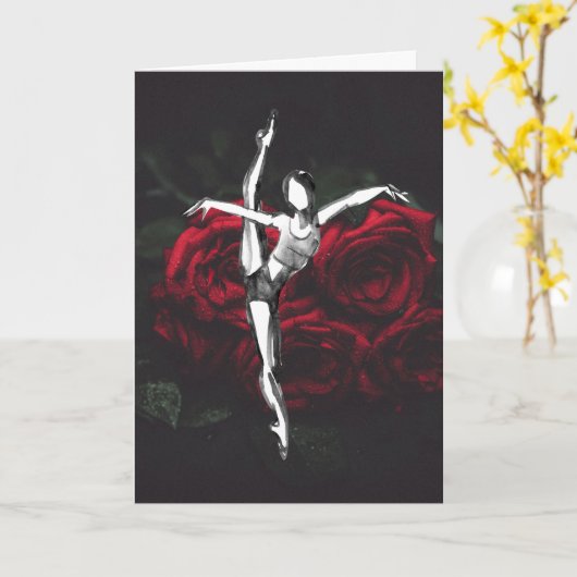 Mooie Ballerina en Rozen Ballet Verjaardag Kaart (Gele Bloem)