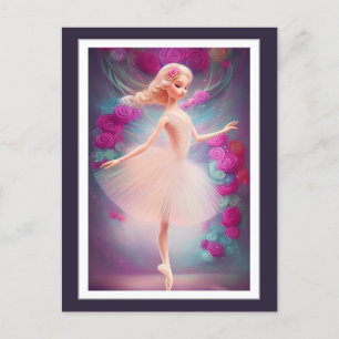 Mooie Ballerina en Rozen Floral Ballet Dance Briefkaart