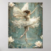 Mooie Ballerina Fee Lelievijver Witte Bloemen Poster (Voorkant)