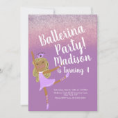Mooie Ballerina Feest Uitnodiging (Voorkant)