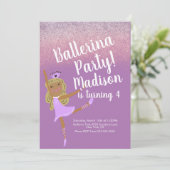 Mooie Ballerina Feest Uitnodiging (Staand voorkant)