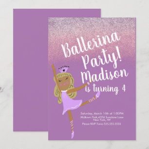 Mooie Ballerina Feest Uitnodiging 