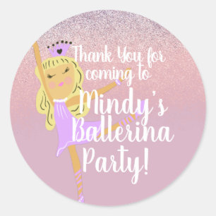 Mooie Ballerina Feestje Doodle Ronde Sticker