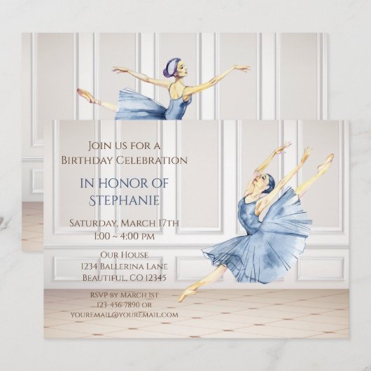 Mooie Ballerina in Ballet Studio Birthday Kaart (Voorkant / Achterkant)