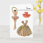 Mooie Ballerina in Roze Kaart (Gele Bloem)