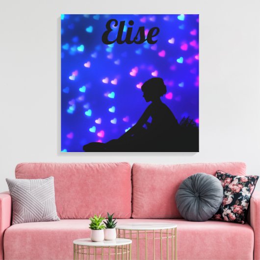 Mooie Ballerina met drijvende harten Canvas Afdruk (Insitu (Woonkamer))