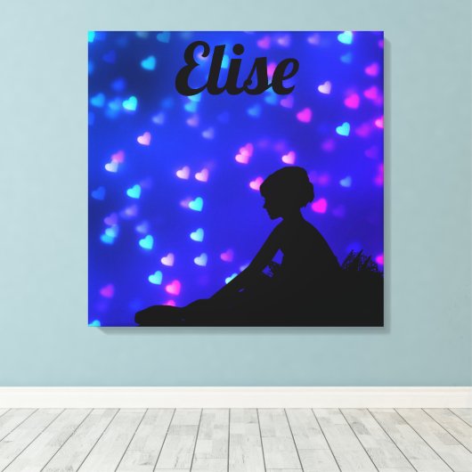 Mooie Ballerina met drijvende harten Canvas Afdruk (Insitu (Houten vloer))