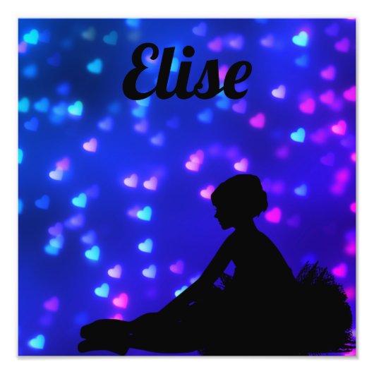 Mooie Ballerina met drijvende harten Foto Afdruk (Voorkant)