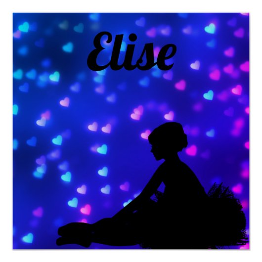 Mooie Ballerina met drijvende harten Perfect Poster (Voorkant)