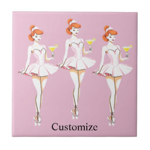 Mooie ballerina poserend met Martini Thunder_Cove Tegeltje