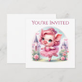 Mooie Ballerina Varken met Kasteel Kaart (Voorkant / Achterkant)