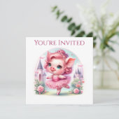 Mooie Ballerina Varken met Kasteel Kaart (Staand voorkant)