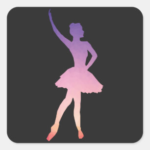 Mooie ballerina voor balletmeisje. vierkante sticker