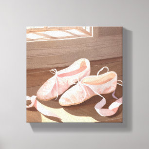 Mooie ballet slippertjes   Mooi roze Canvas Afdruk