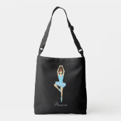 Mooie balletdanser gekleed in lichte turkooizen crossbody tas (Achterkant)
