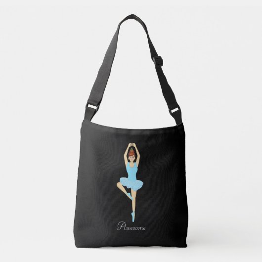 Mooie balletdanser gekleed in lichte turkooizen crossbody tas (Voorkant)