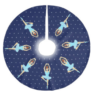 Mooie balletdanseres & witte sterren op marineblau kerstboom rok