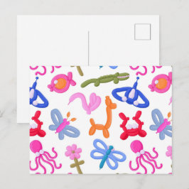 Mooie ballon dieren kleurrijk kinderpatroon briefkaart