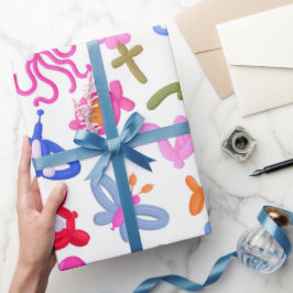 Mooie ballon dieren kleurrijk kinderpatroon cadeaupapier