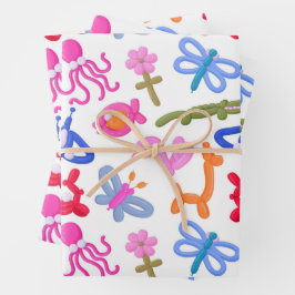 Mooie ballon dieren kleurrijk kinderpatroon inpakpapier vel