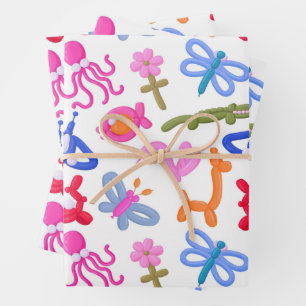 Mooie ballon dieren kleurrijk kinderpatroon inpakpapier vel
