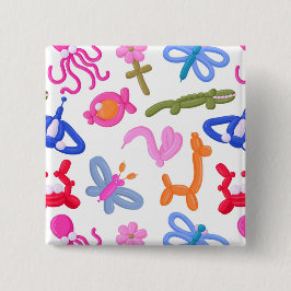 Mooie ballon dieren Kleurrijk kinderpatroon Vierkante Button 5,1 Cm
