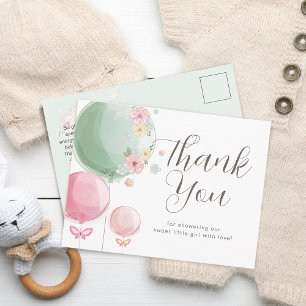 Mooie Ballonnen   Baby Shower Bedankt Briefkaart