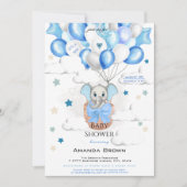 Mooie Ballonnenmand Met Olifantje Voor Baby Jongen Kaart (Voorkant)