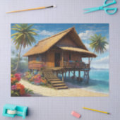 Mooie bamboe hut in tropisch eiland strand tissuepapier (Craft)