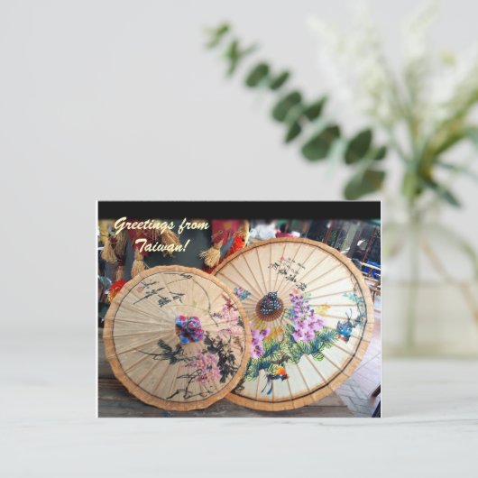 Mooie bamboe-paraplu's uit Taiwan Briefkaart (Staand voorkant)